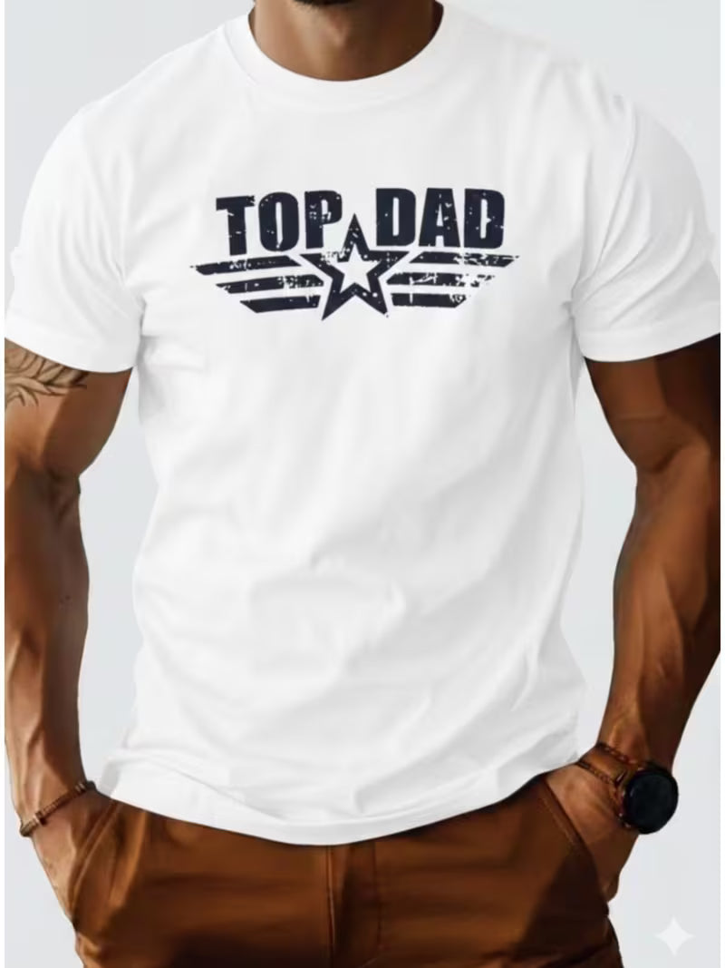 Casual T-Shirt Ultra-Light Quick-Dry Men'S Short Sleeve TOP DAD Print T-Shirt