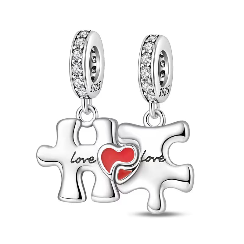 S925 Sterling Silvery Love Puzzle Pendant