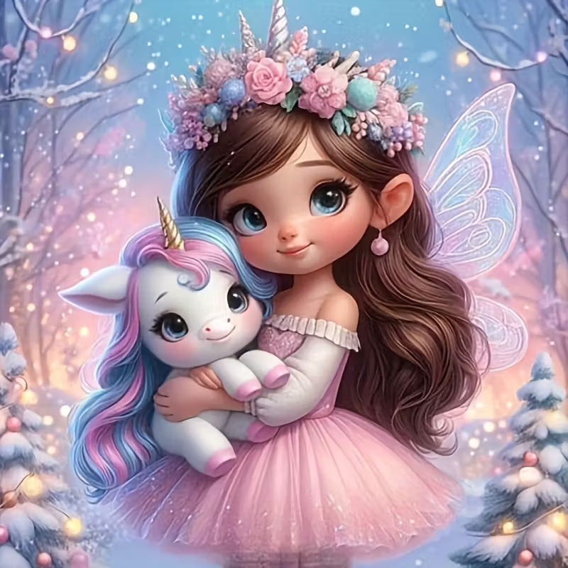 5D Diamond Painting Featuring a Unicorn And a Princess