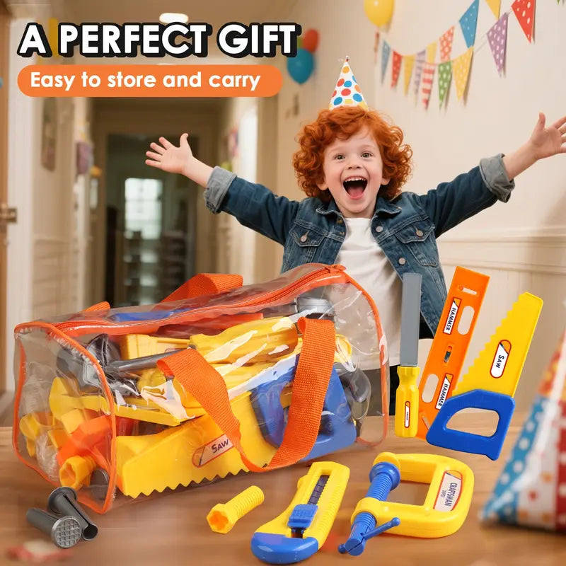 19 PC Toy Toolbox Set with Storage Bag