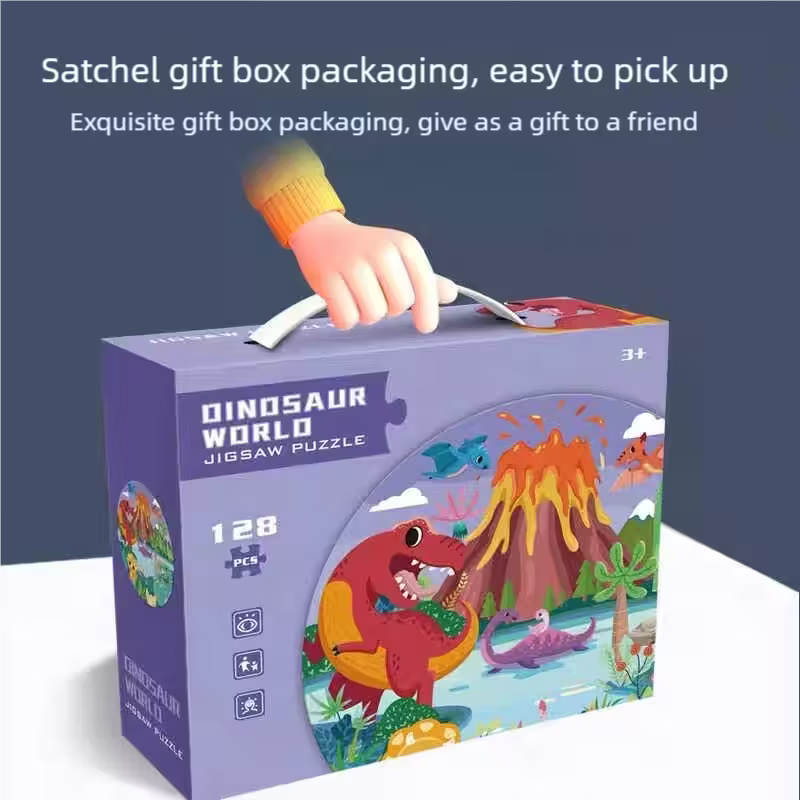 128pcs Dinosaur Park Round Jigsaw Puzzle