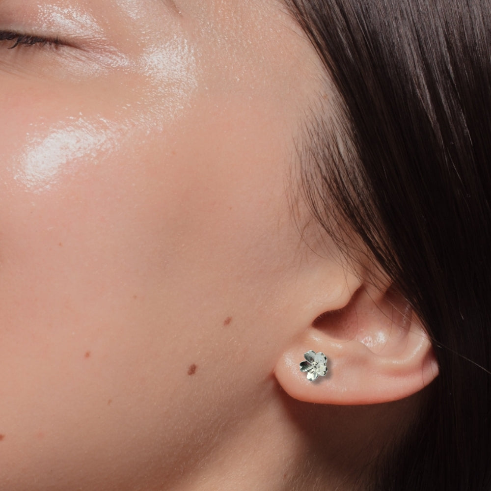 Forget me Knot Flower Silver Stud Earrings