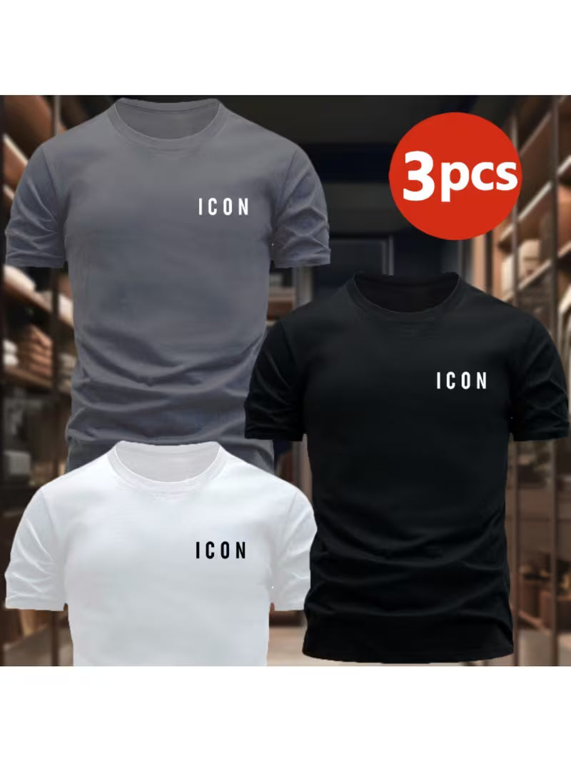3pcs Men's ICON Short Sleeve T Shirts