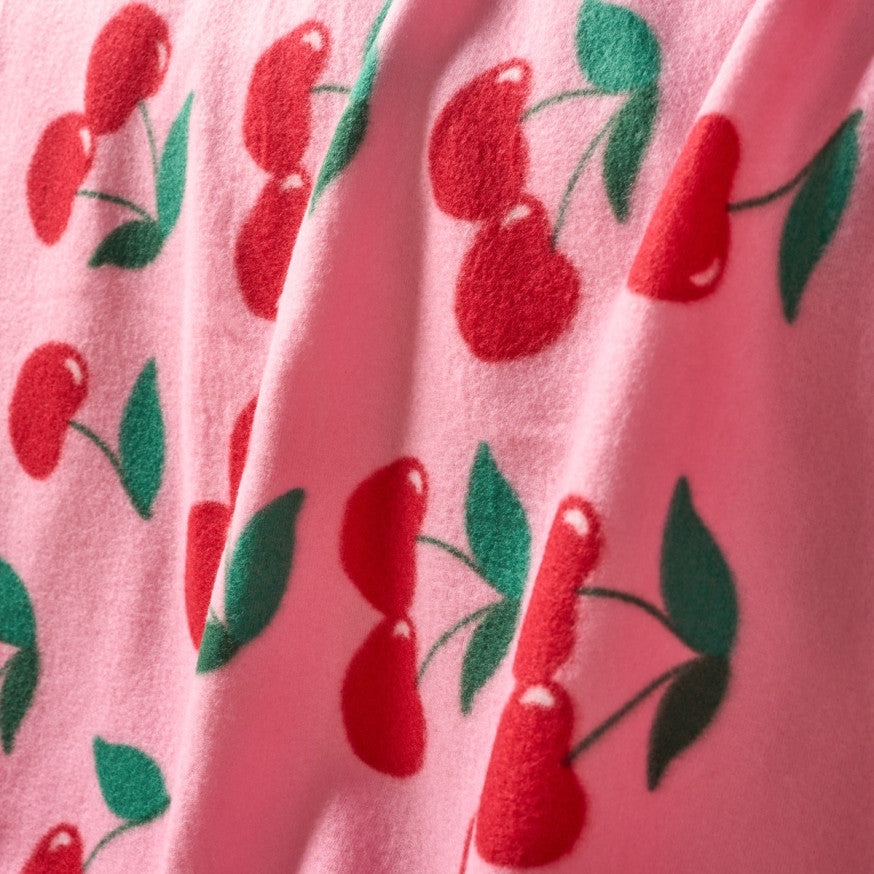 Cherry Print Fleece Throw