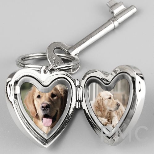 Personalised Paw Print Heart Photo Frame Keyring
