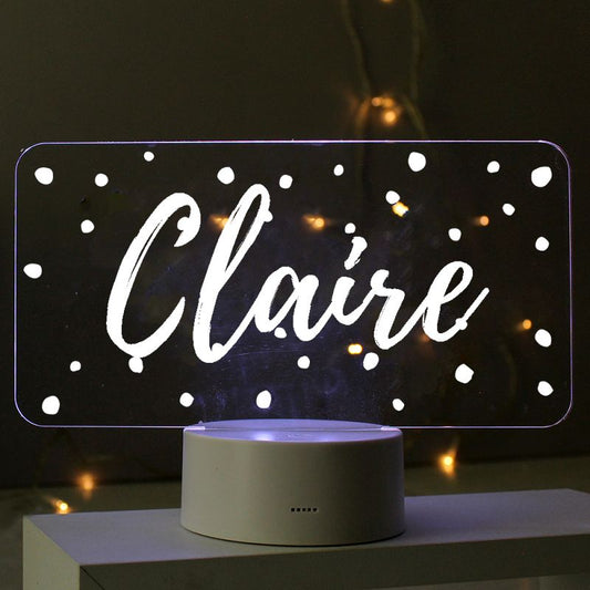 Personalised Polka-dot Name only LED Colour Changing Night Light
