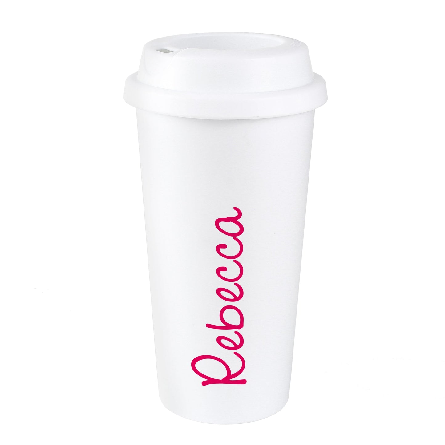 Personalised Pink Name Island Insulated Reusable Eco Travel Cup
