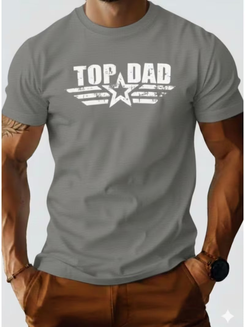 Casual T-Shirt Ultra-Light Quick-Dry Men'S Short Sleeve TOP DAD Print T-Shirt