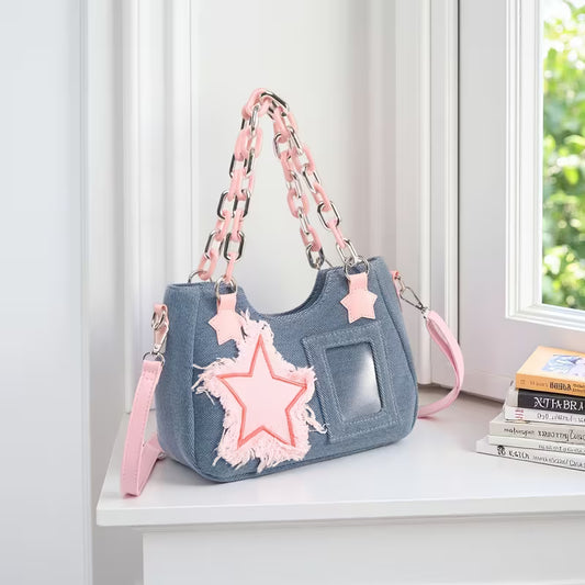 Shoulder Crossbody Bag with Star Pattern