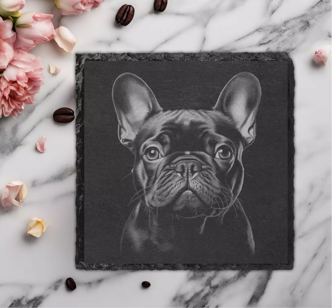 French Bulldog, Dog, Engraved Slate Coaster