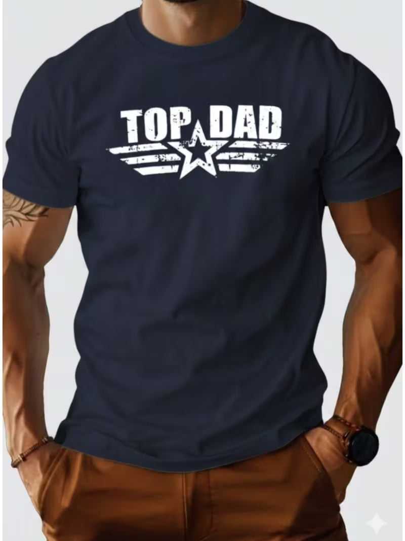 Casual T-Shirt Ultra-Light Quick-Dry Men'S Short Sleeve TOP DAD Print T-Shirt