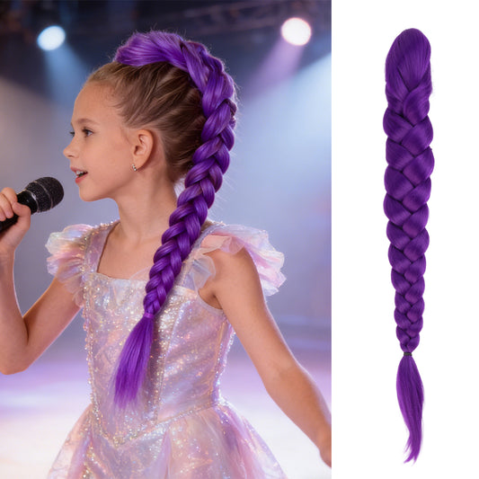 27.5 Inch Claw Clip Purple Braided Hair