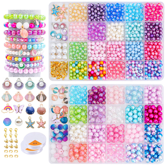 2 Box About 1190pcs Ocean Beads Bracelet Making Kit