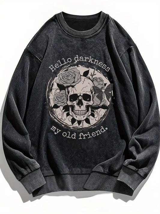Women's Gothic Skull & Roses Graphic Hoodie