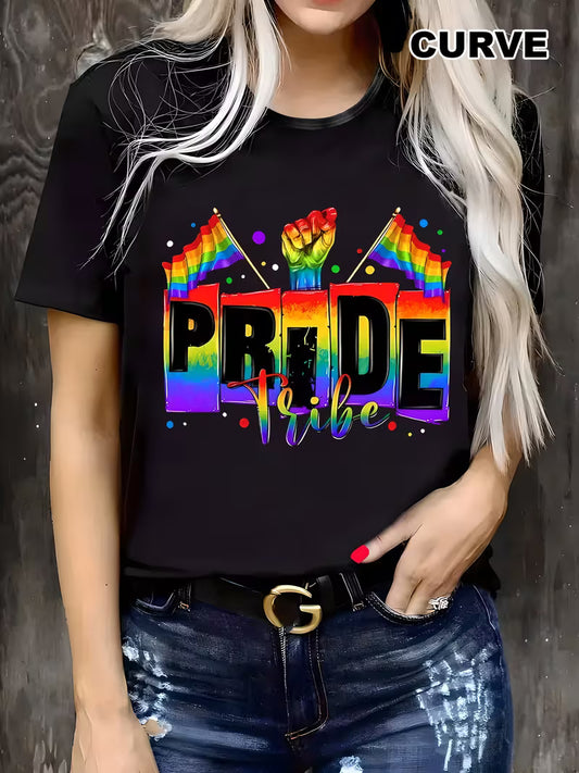 Women's Pride Vibes Graphic Round Neck Short Sleeve T-Shirt