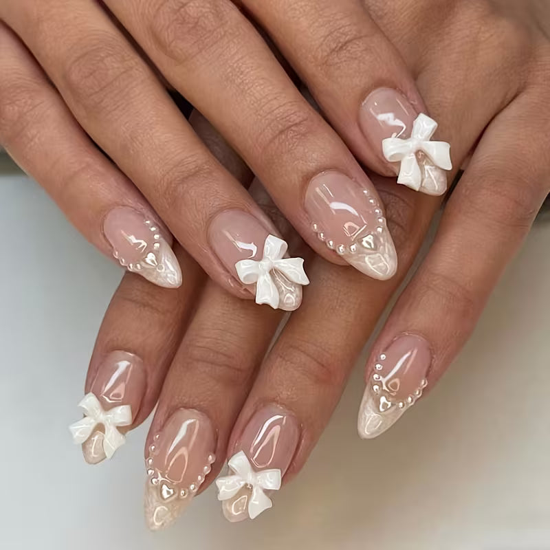 Almond-Shaped 3D Textured Ready-to-Wear Press-On Nails