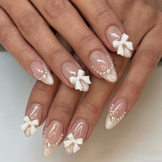 Almond-Shaped 3D Textured Ready-to-Wear Press-On Nails