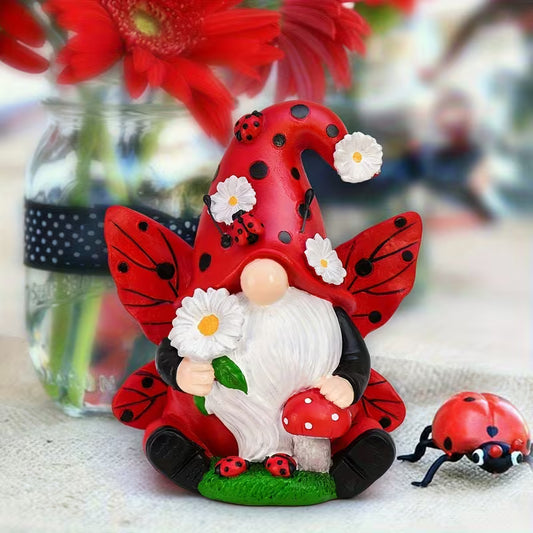 Resin Ladybug Dwarf Statue
