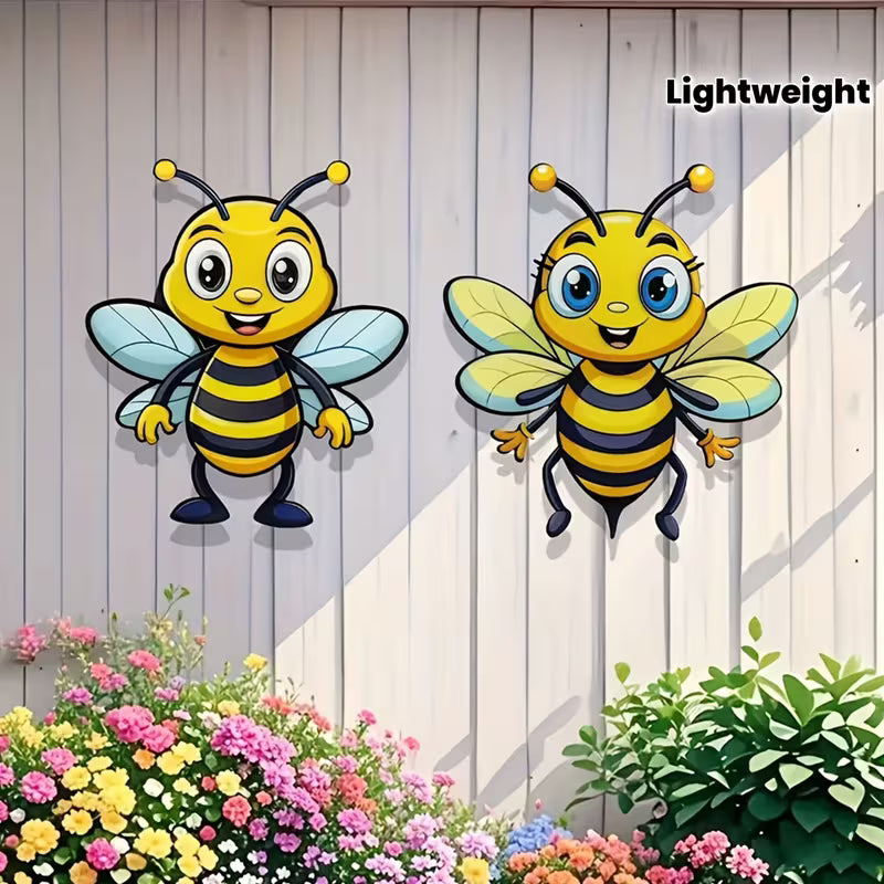 2pcs Metal Bee Outdoor Wall Decor