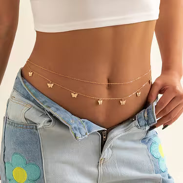 Women's Butterfly Tassel Thin Chain Waist Chain