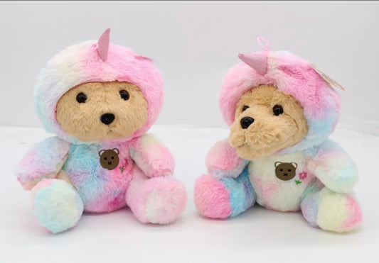 25cm Soft Plush Rainbow Pastel with Hoodie