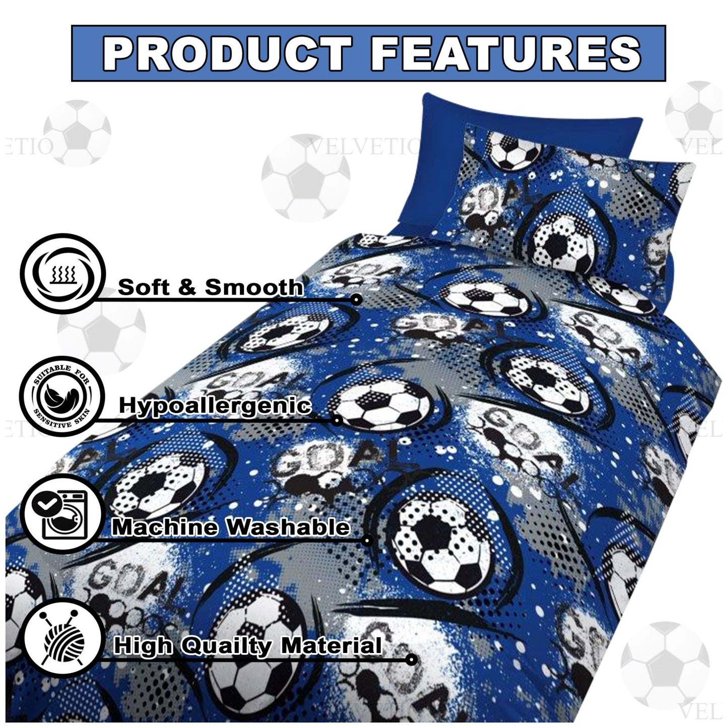 Blue Goals Print Duvet Set