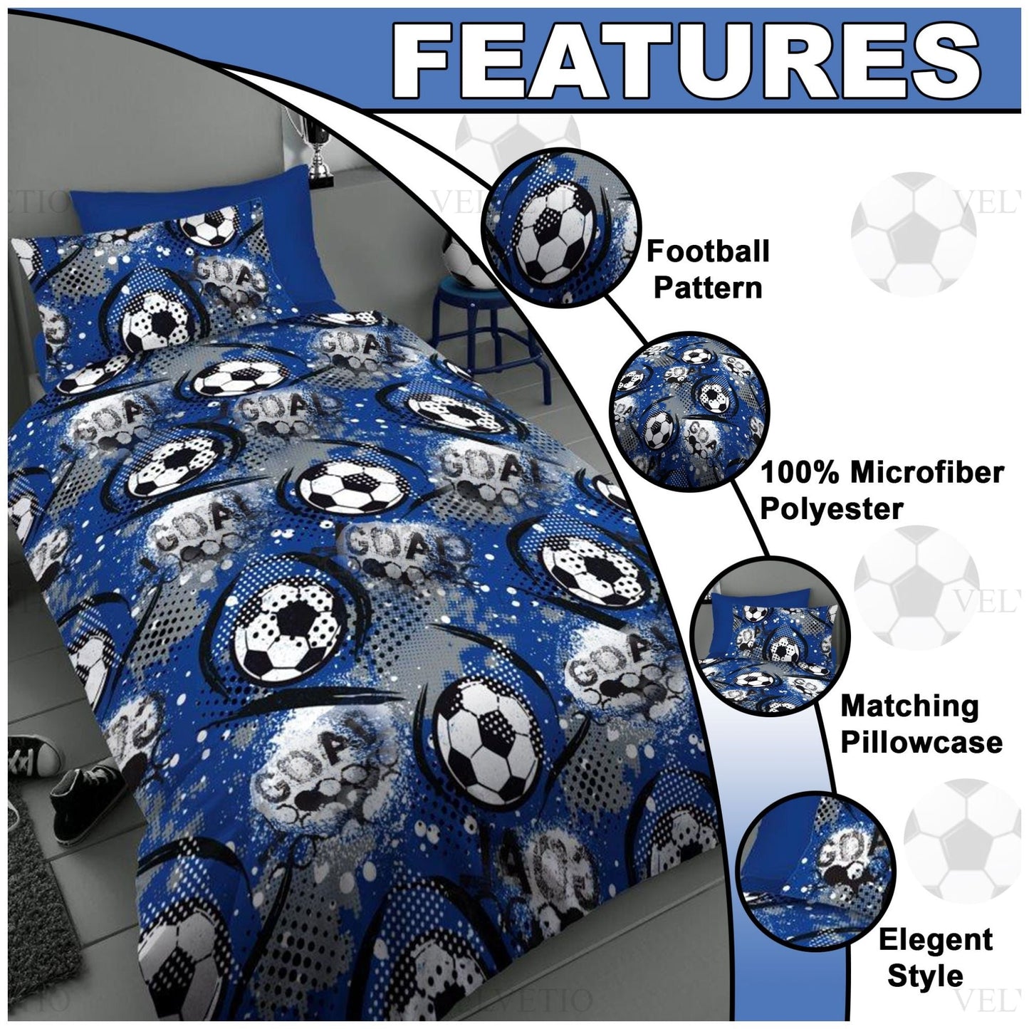 Blue Goals Print Duvet Set