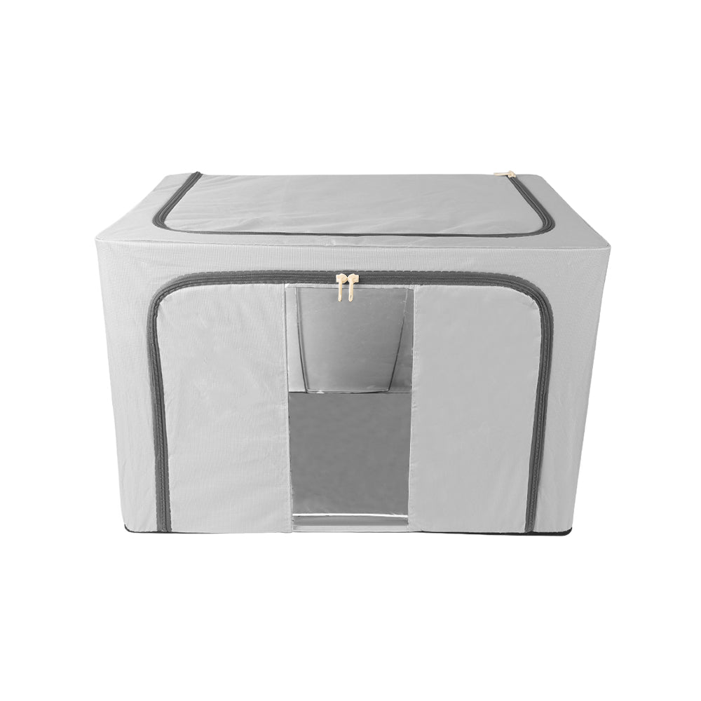 100L Folding Storage Box Thick Fabric Steel Frame Wardrobe Organizer