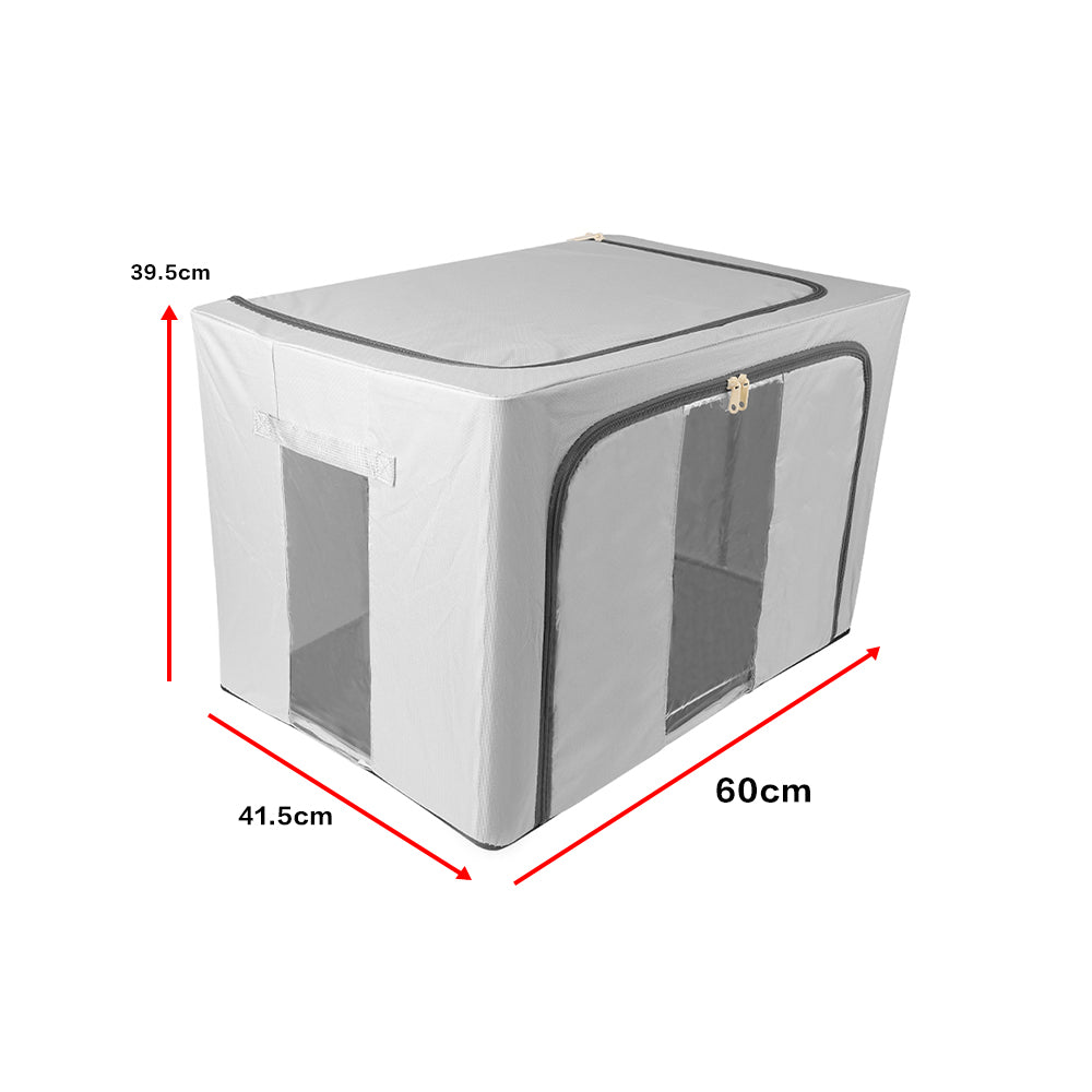100L Folding Storage Box Thick Fabric Steel Frame Wardrobe Organizer