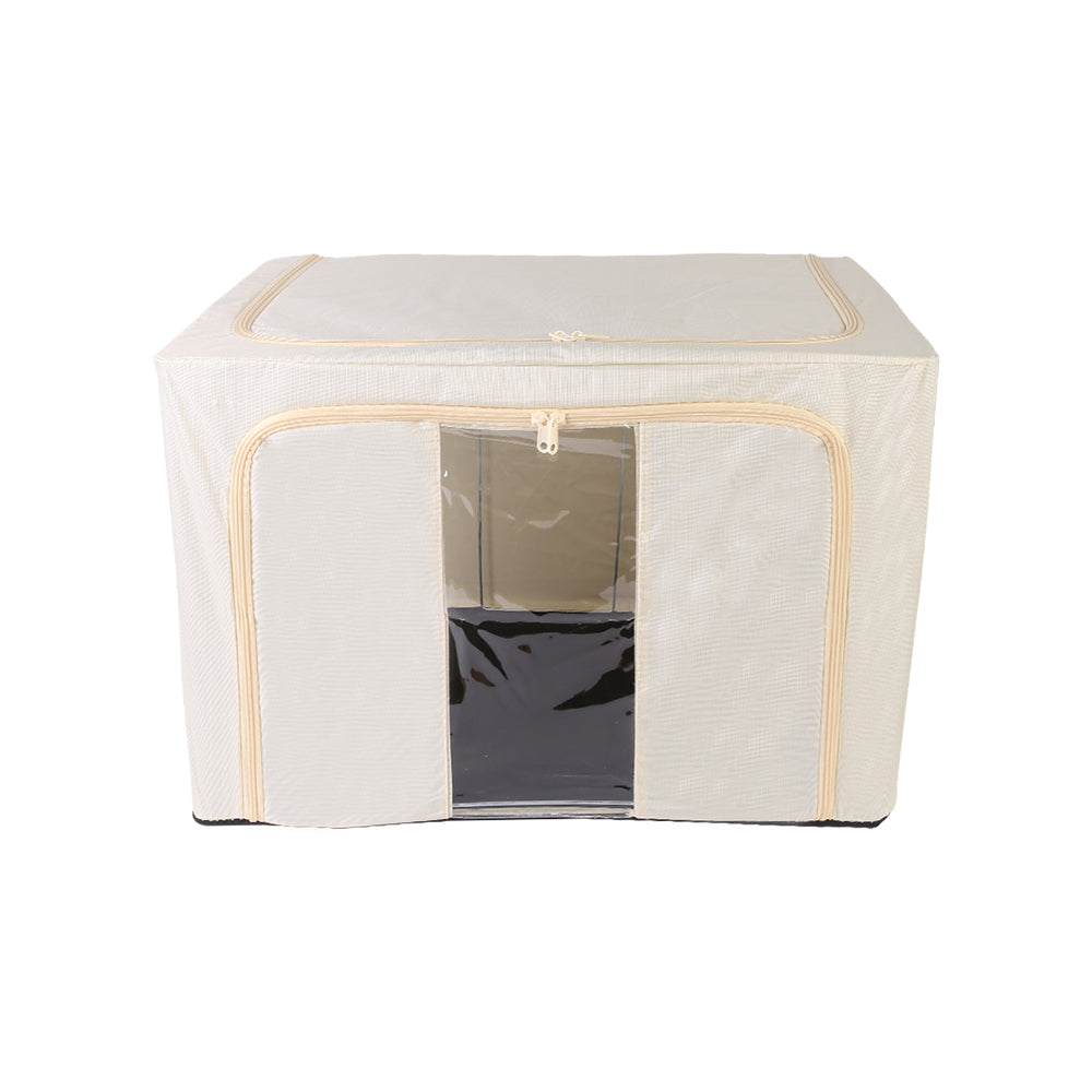 100L Folding Storage Box Thick Fabric Steel Frame Wardrobe Organizer