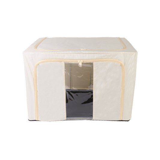 100L Folding Storage Box Thick Fabric Steel Frame Wardrobe Organizer