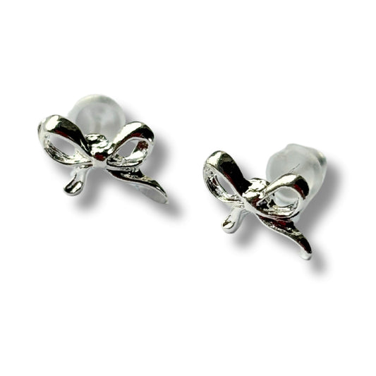 Bow Silver Stud Earrings