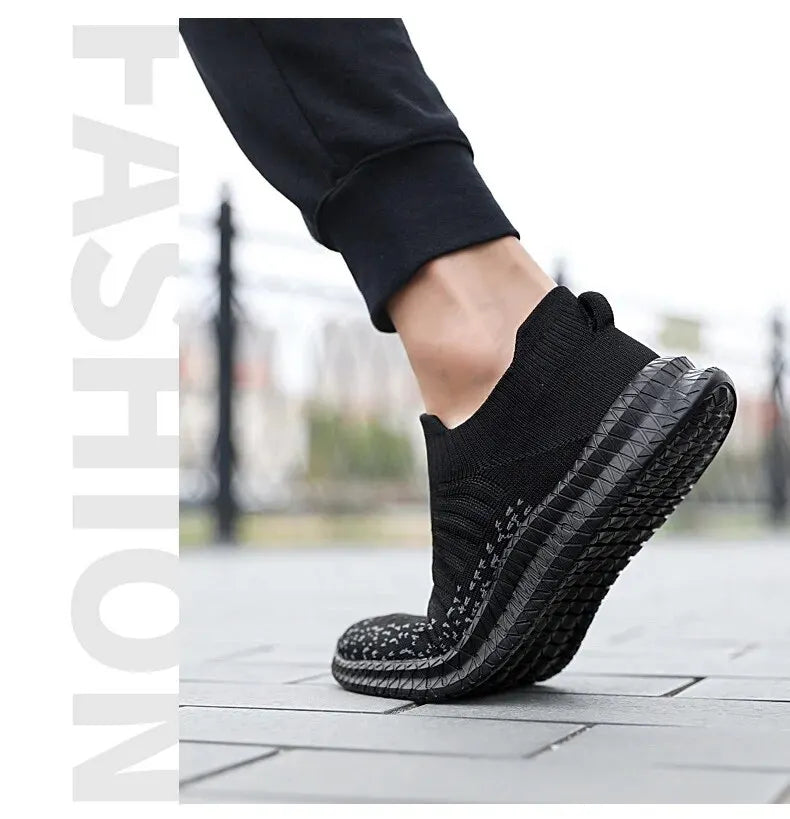 Mens Breathable Slip On Sock Trainers