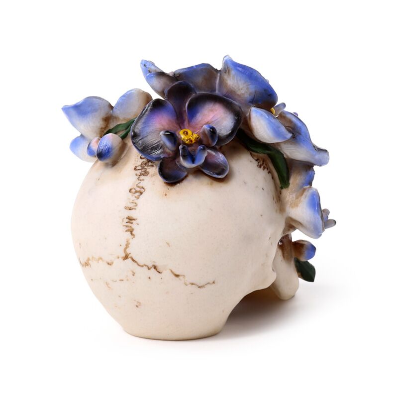 Decorative Ornament - Skull with Purple Vine Flowers