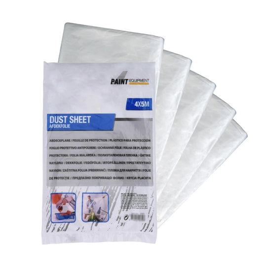 Set of 5 Extra Large 4x5m Dust Sheets Plastic Sheet for Decorating & Protection
