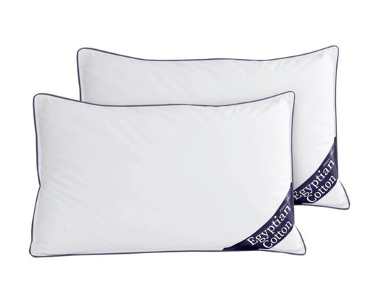 100% Egyptian Cotton Pillows Anti Allergy Hollowfibre Pillows Pack of 2