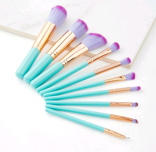 10pc Mermaid Unicorn Make Up Brushes