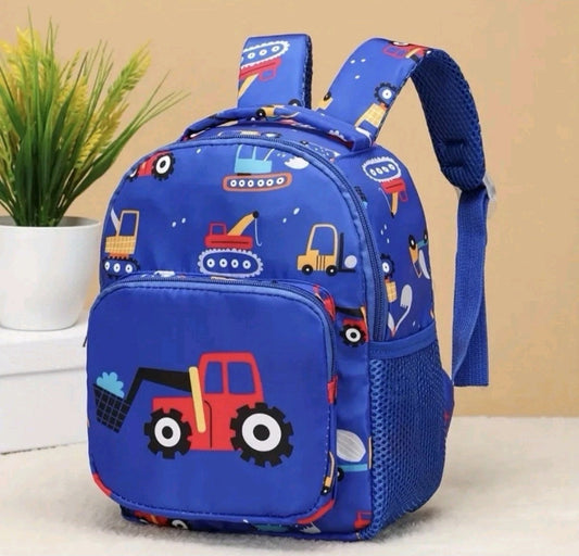 Excavator Cartoon Print School Bag