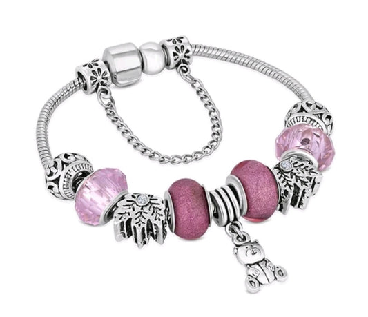 Dusty Pink Diamond Style Ava Charms Bracelet