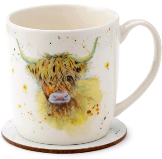 Highland Cow Mug and Coaster Set