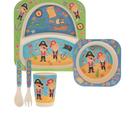 5pc Pirate Bamboo Dinner Set