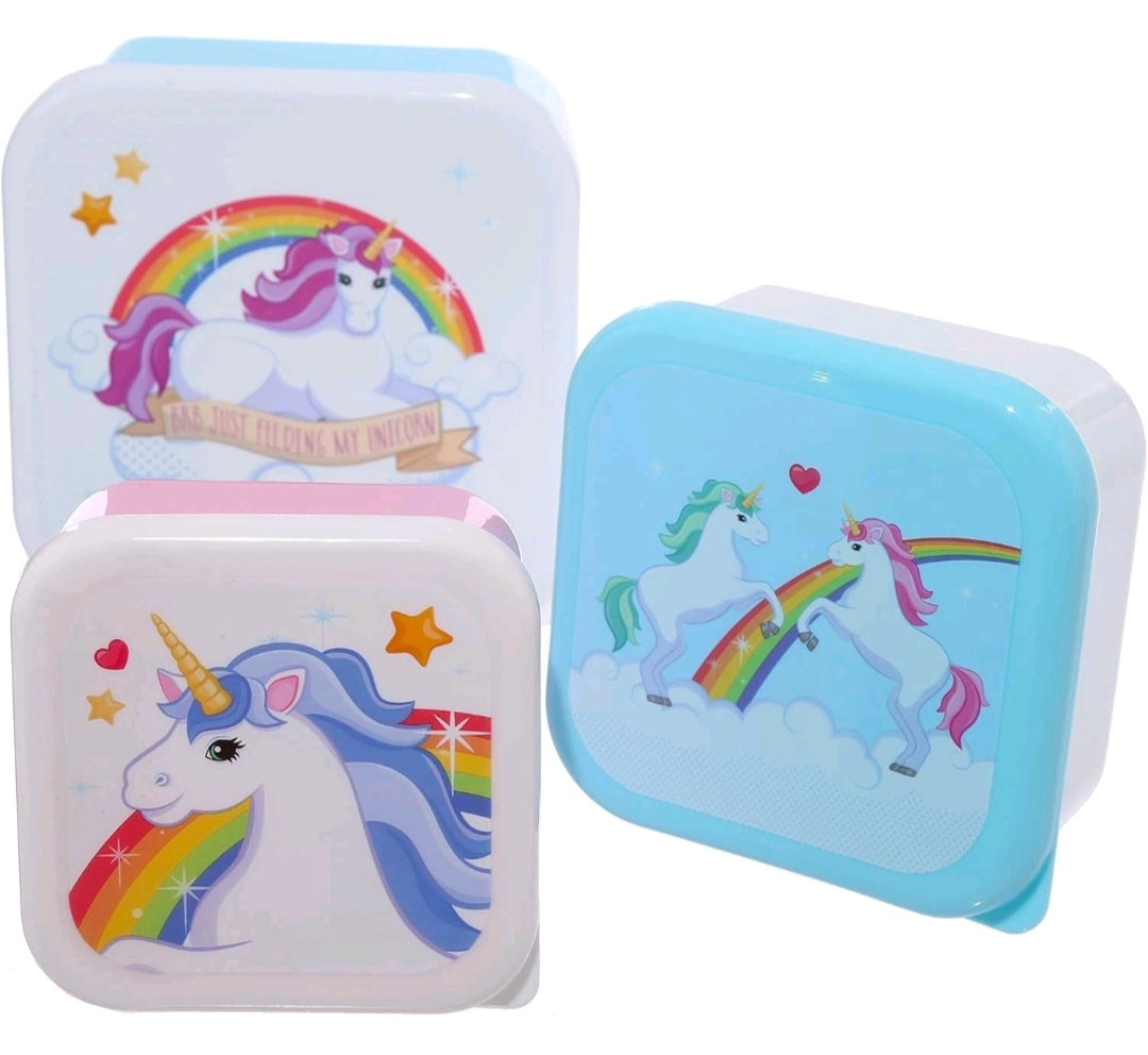 3pc Unicorn Rainbow Lunch Boxes