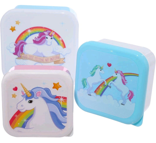 3pc Unicorn Rainbow Lunch Boxes