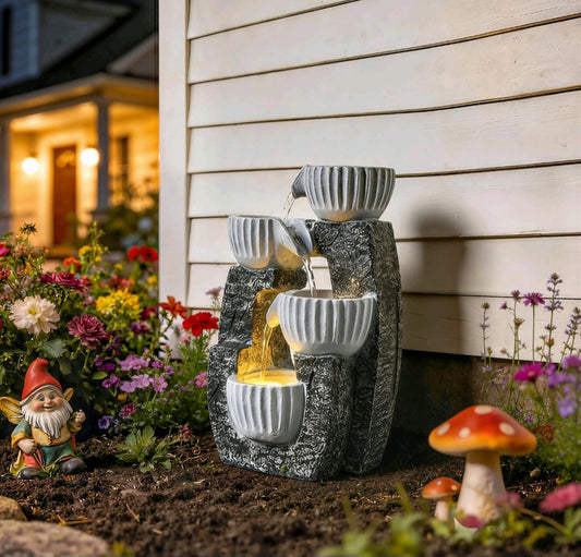 Outdoor Garden Water Fountain with LED Lights