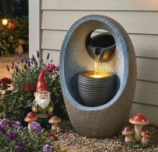 Water Feature with 2-Tier Bowls