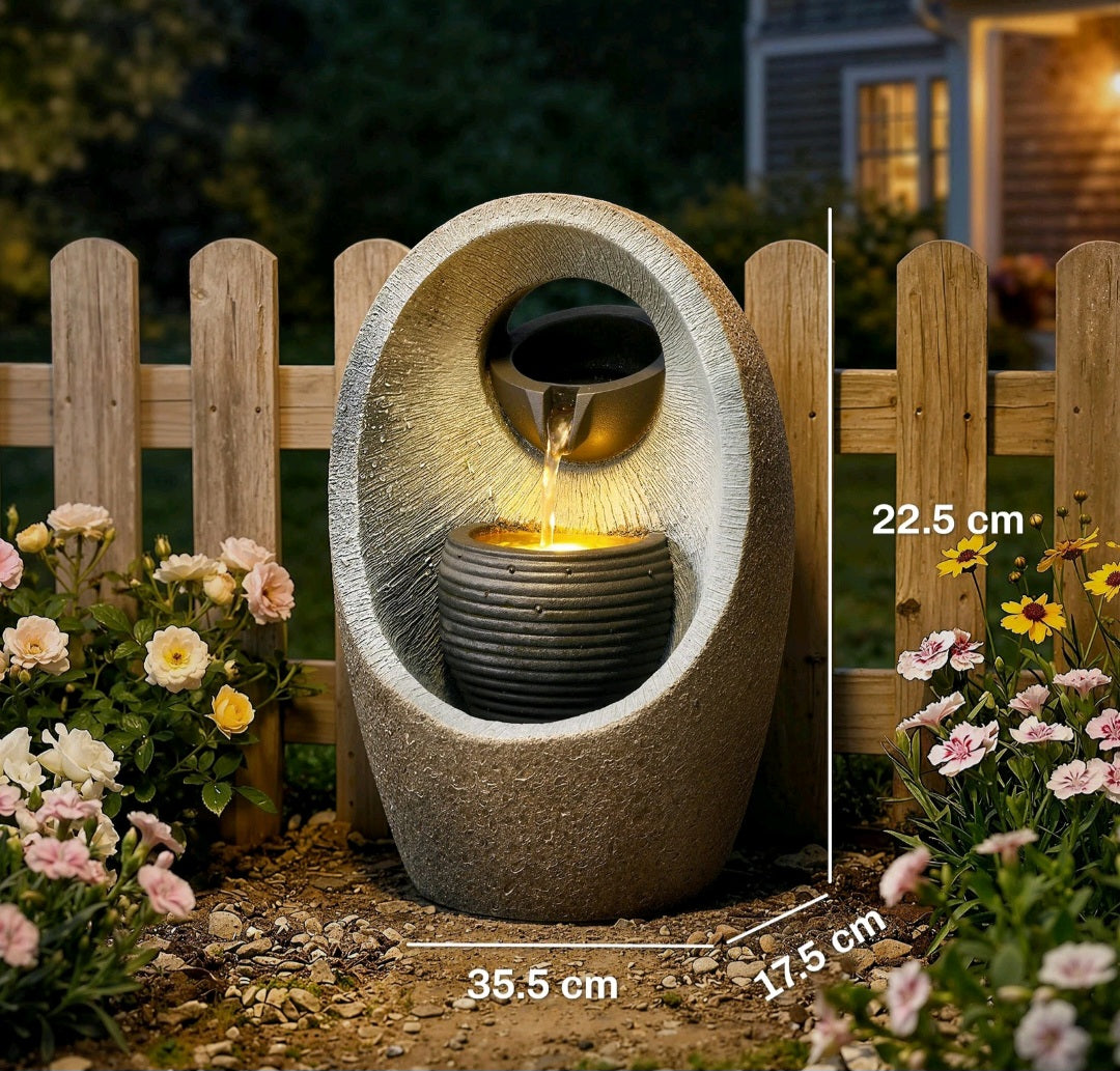 Water Feature with 2-Tier Bowls