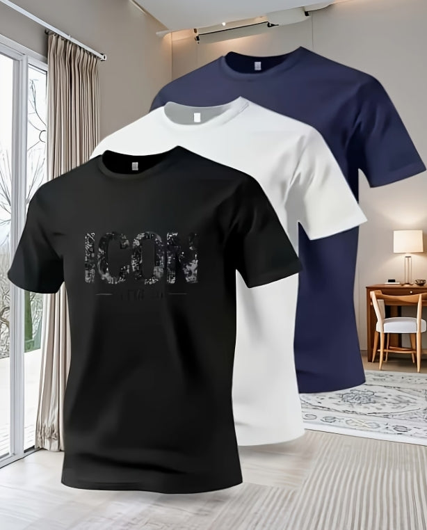 3pcs ICON LEGEND Themed T-Shirts for Men