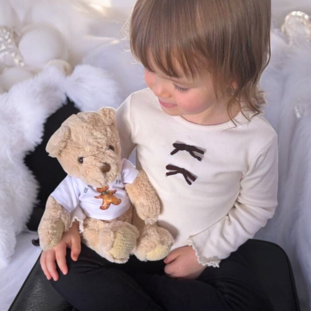 Personalised Luxury Teddy Bear | Pink Flower Heart T-Shirt