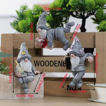 3pcs Cute Gnome Statue Set