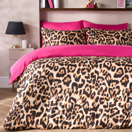 Reversible Leopard Print Duvet Cover Set